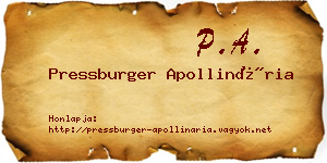 Pressburger Apollinária névjegykártya